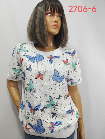 Футболка Lida 2706-6 white-blue - делук