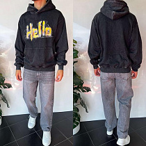 Худи Three Black 2376 grey - делук