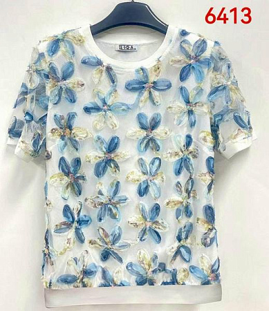 Футболка Lida 6413 white-blue - делук