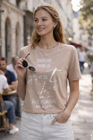 Футболка Elena&Vika 25033 beige - делук