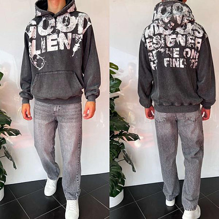 Худи Three Black 2366 grey - делук