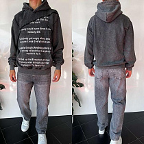 Худи Three Black 2385 grey - делук
