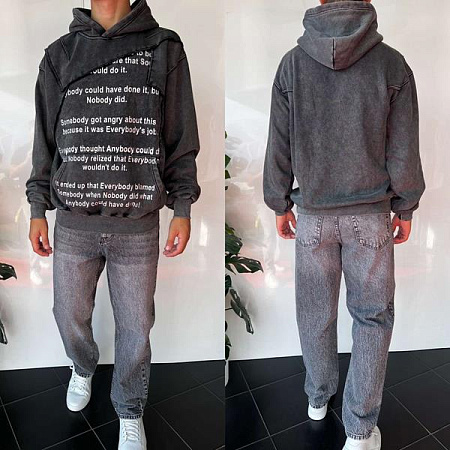Худи Three Black 2385 grey - делук