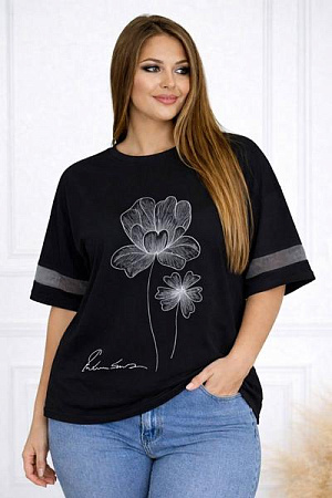 Футболка Elena&Vika 26035 black - делук