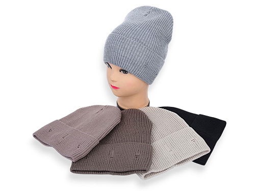 Шапка Angelica SW042-2 рвана на флісі mix - делук