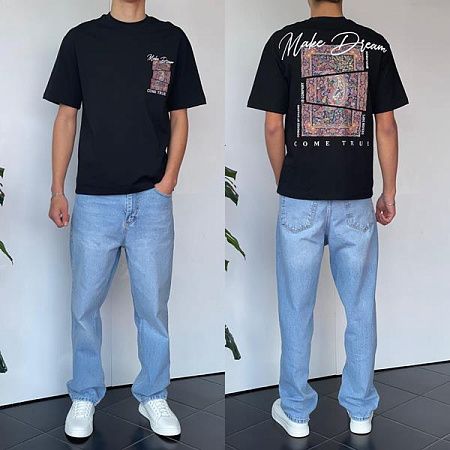 Футболка Three Black 2146 black - делук