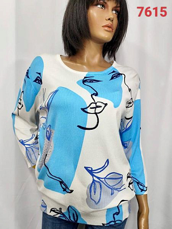Свитер Lida 7615 white l.blue - делук