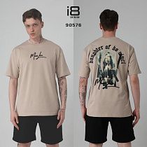 Футболка Three Black 90576 beige - делук