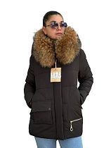Пуховик Yafeier 896 black енот - делук