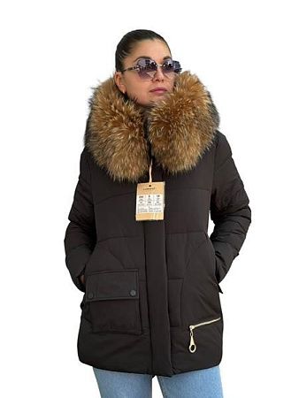 Пуховик Yafeier 896 black енот - делук