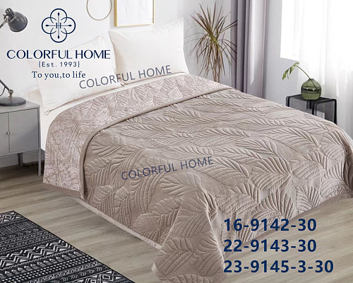 Покривало велюрове «Монстера» + 2 наволочки 9143-30 gold - делук