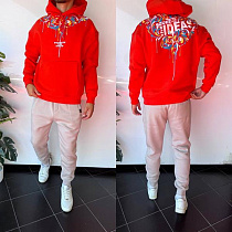 Худи Three Black 2291 red - делук