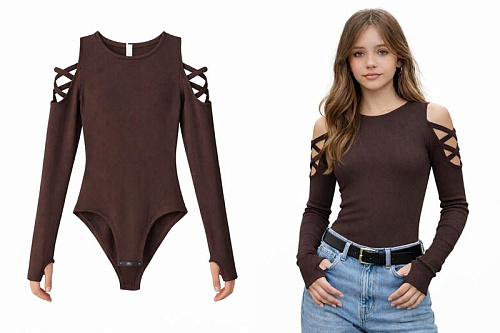 Боди Karolina KR611 brown - делук