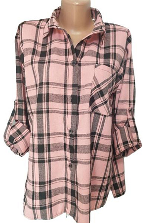 Рубашка Bishoff 584 pink-black (XL-3XL) - делук