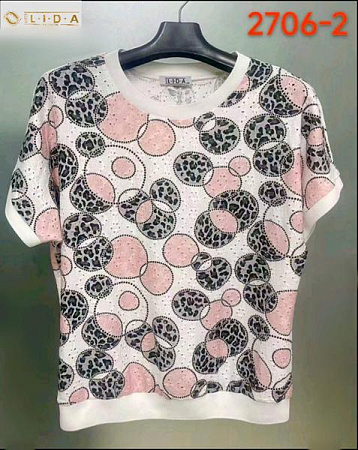 Футболка Lida 2706-2 white-pink - делук