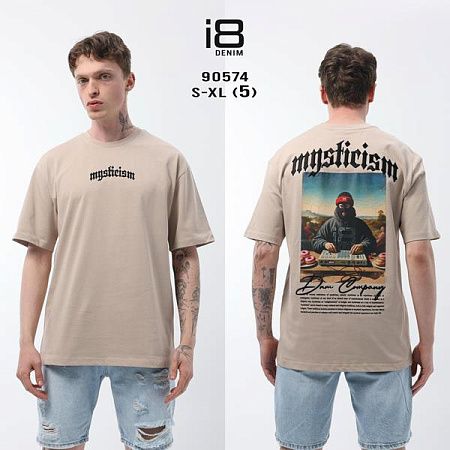 Футболка Three Black 90574-2 beige - делук