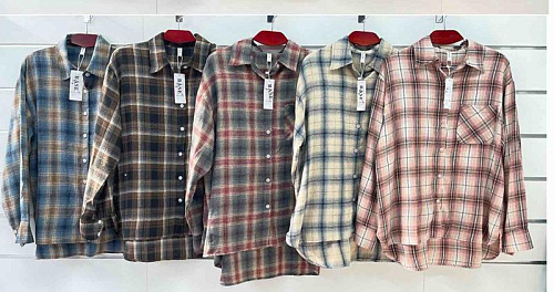 Рубашка Base 2505 grey-red - делук