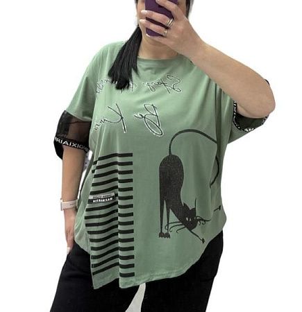 Футболка Elena&Vika 25317 green - делук