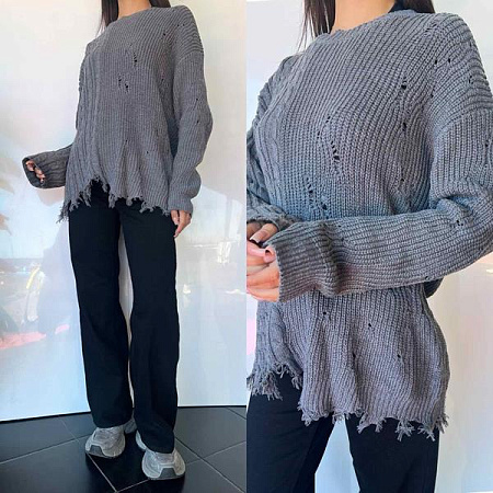 Свитер Three Black Women TB110 grey - делук