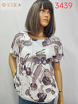 Футболка Lida 3439 white-brown - делук